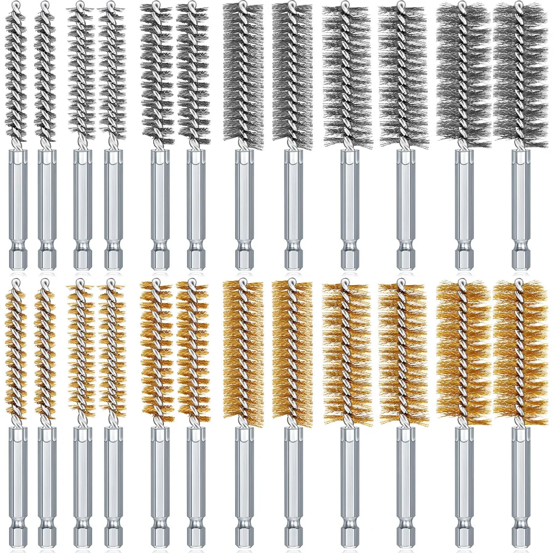 CHENGU Wire bore brush set, Stainless Steel, Brass, 24 pcs, view 2