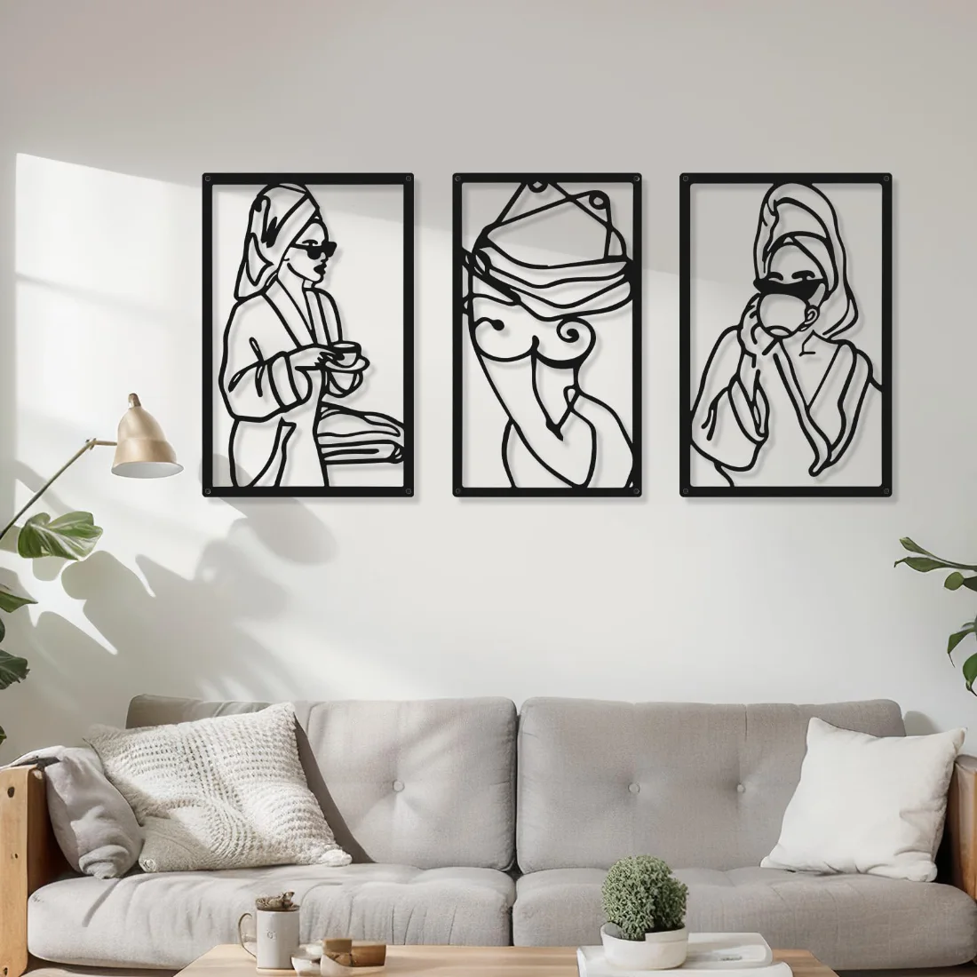 CHENGU Abstract woman line wall art, Bath, view 2