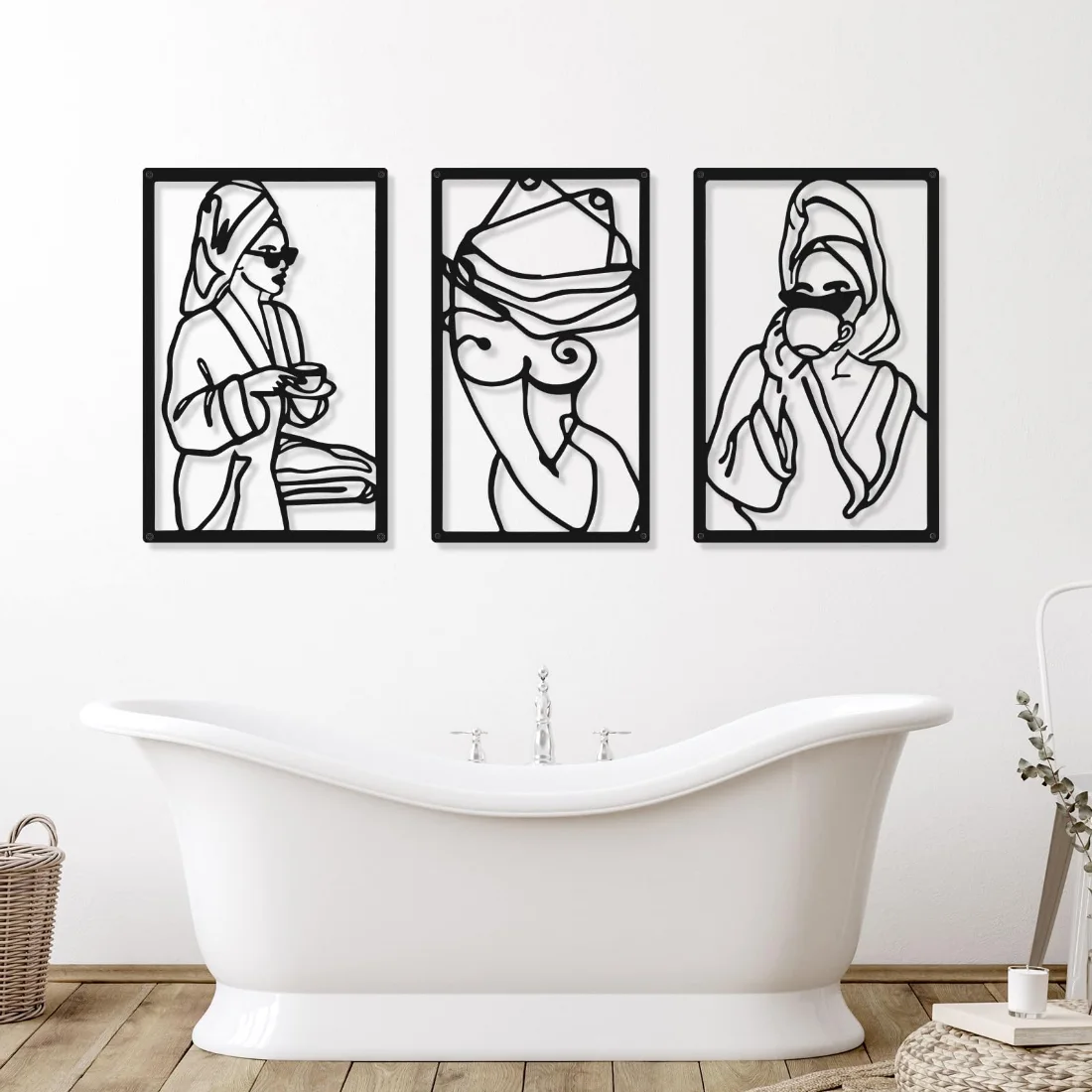 CHENGU Abstract woman line wall art, Bath, view 3