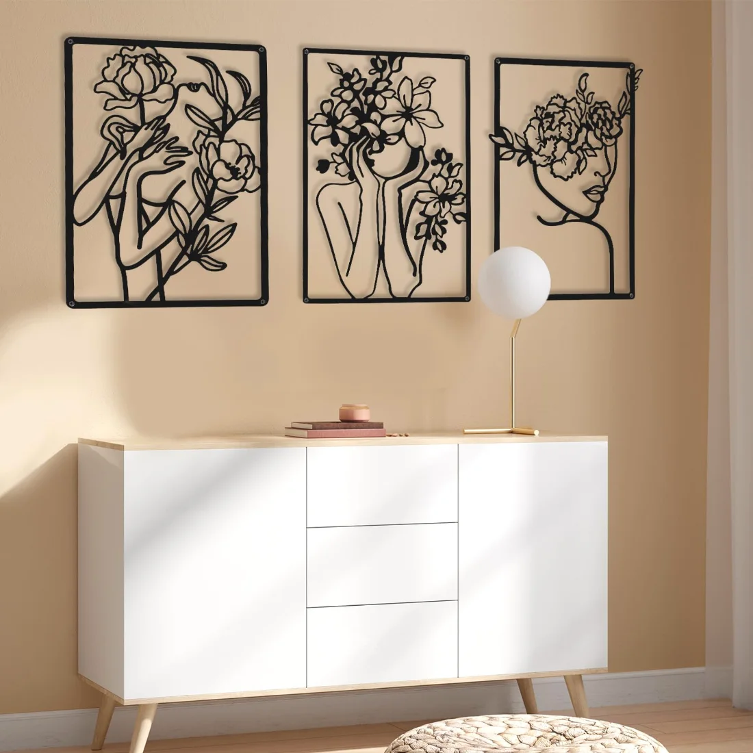 CHENGU Abstract woman line wall art, Drawing, Black, 12.99 x 8.58 inches, view 3