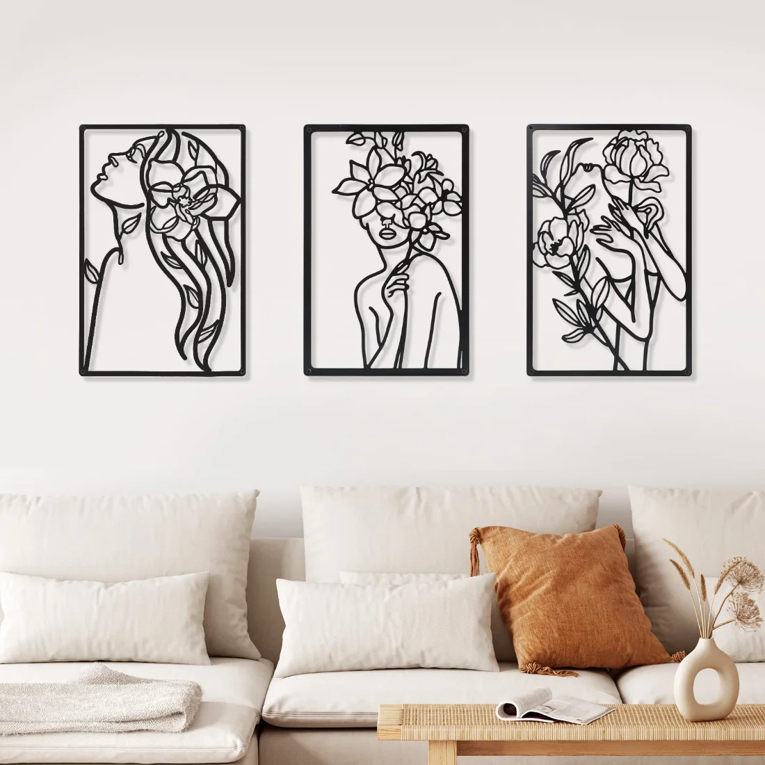 CHENGU Abstract woman line wall art, Floral, view 3