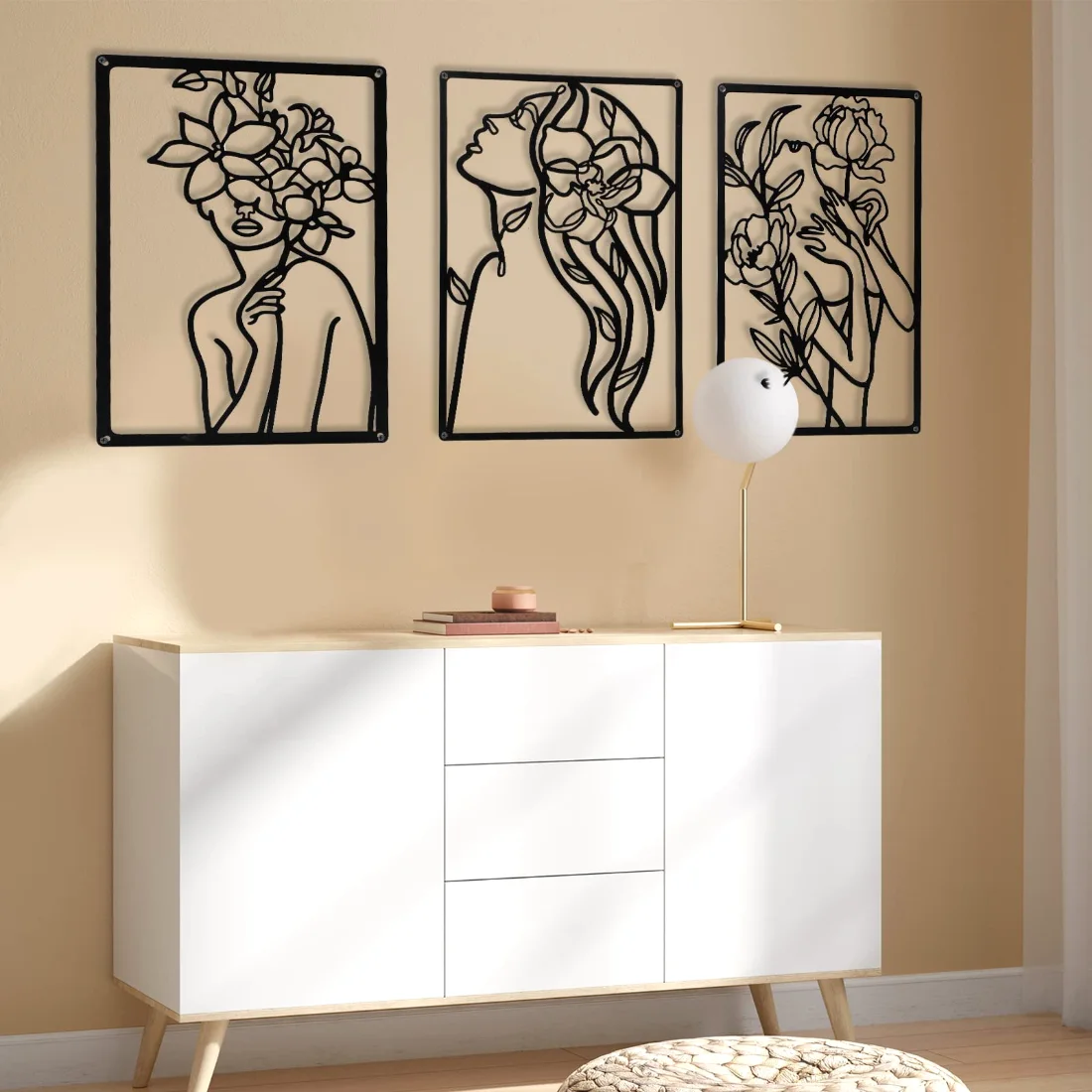 CHENGU Abstract woman line wall art, Floral, view 4