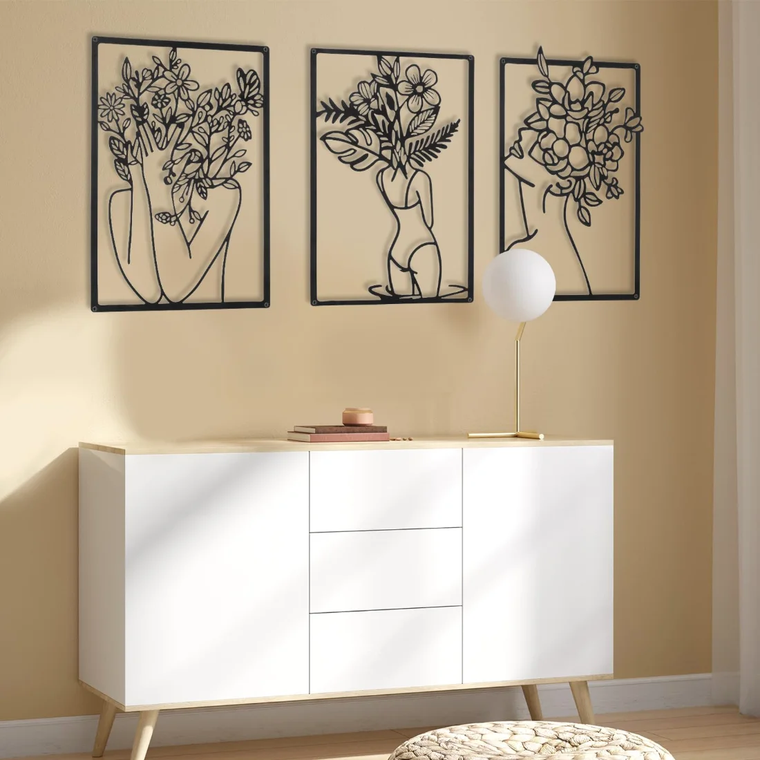 CHENGU Abstract woman line wall art, Leaf, view 3