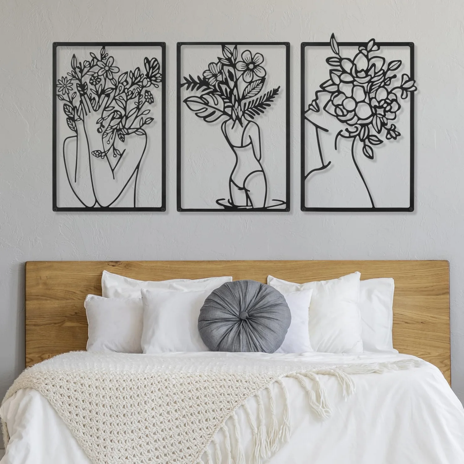 CHENGU Abstract woman line wall art, Leaf