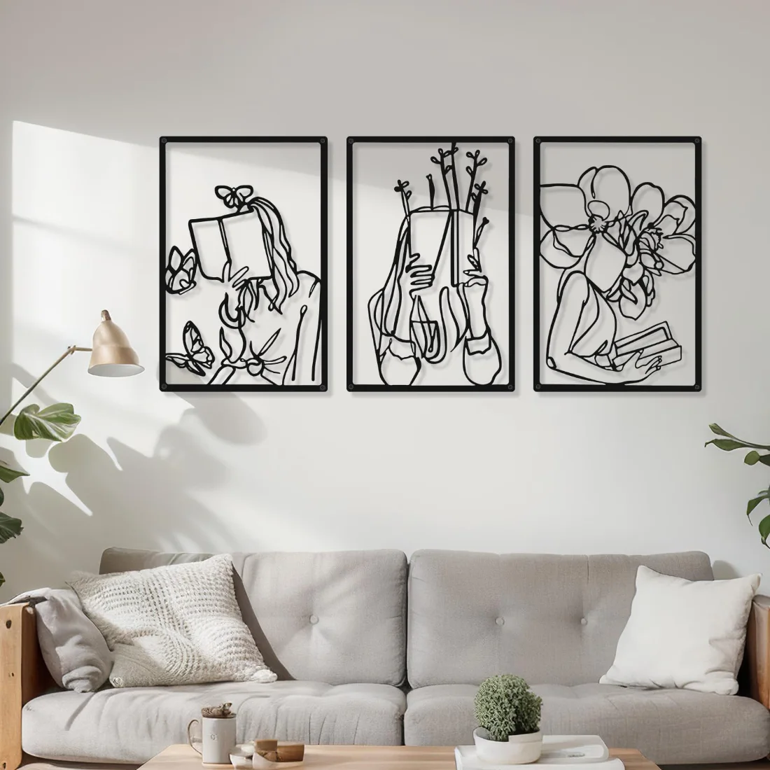 CHENGU Abstract woman line wall art, Reading, view 2