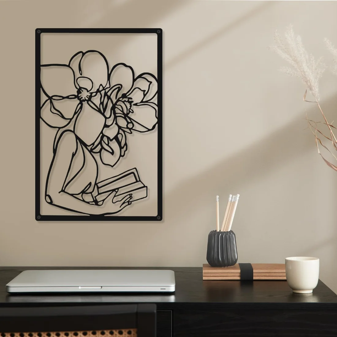 CHENGU Abstract woman line wall art, Reading, view 3