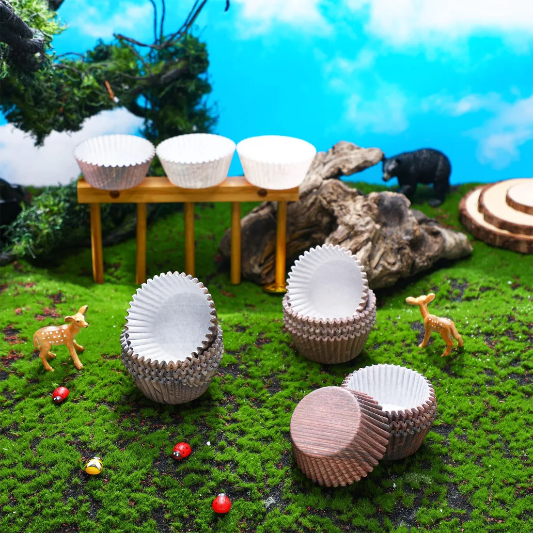CHENGU Woodland woodgrain cupcake liners, view 5