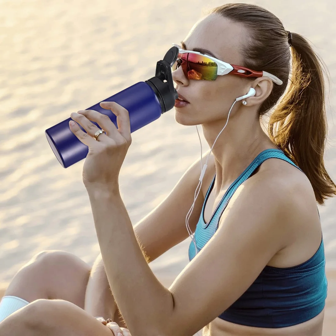 CHENGU Aluminum water bottles, 25 oz, Blue, 10 pcs, view 2