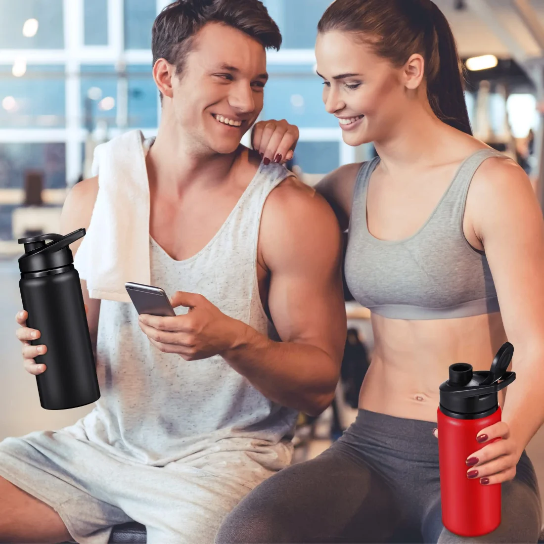 CHENGU Aluminum water bottles, 24 oz, 20 oz, view 2