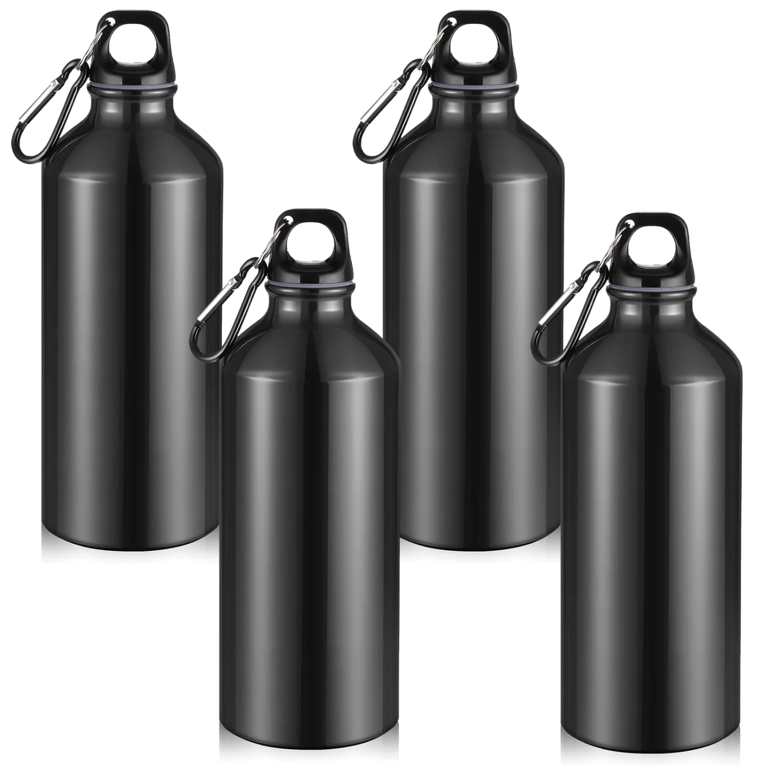 CHENGU Aluminum water bottles, 20 oz, Black, 4 pcs