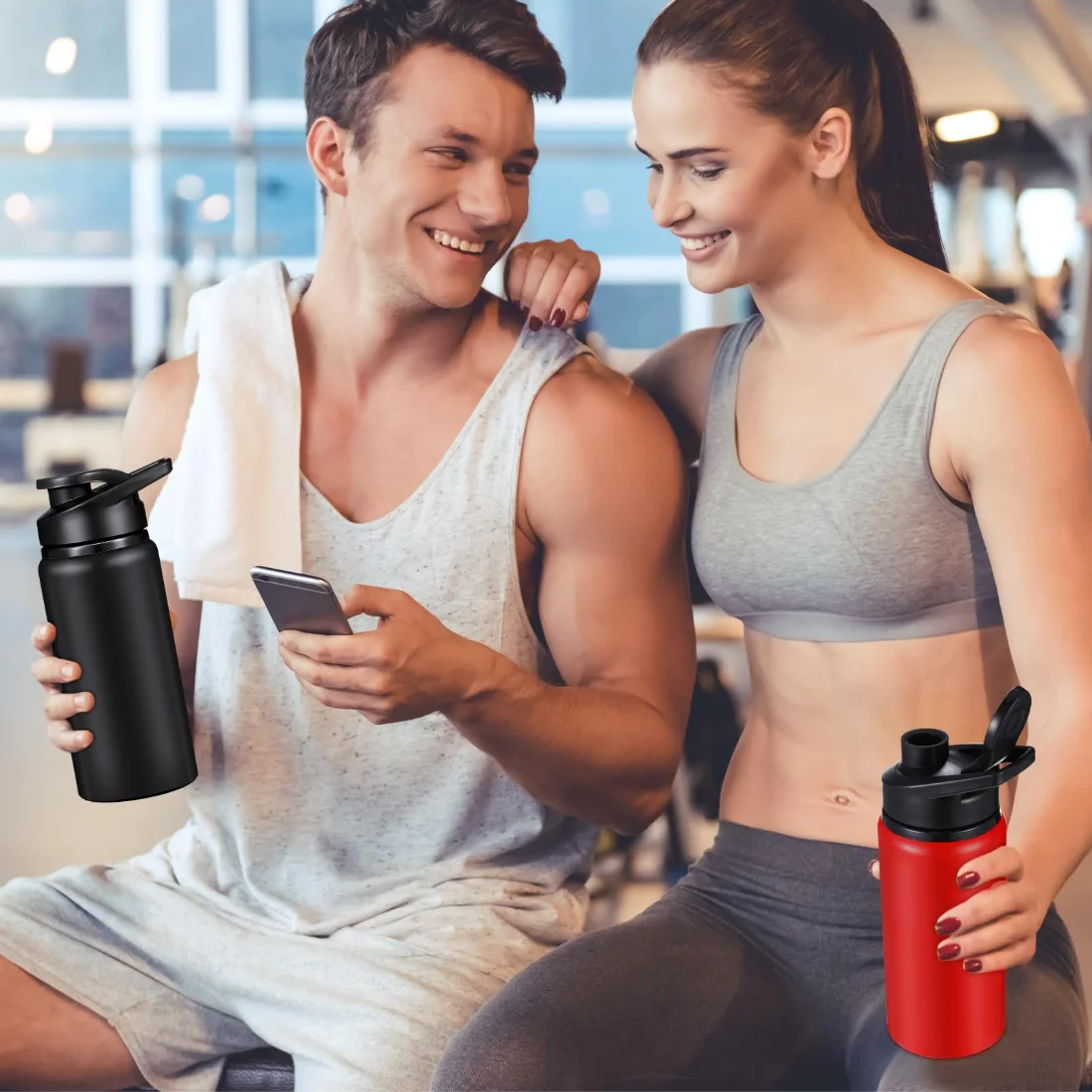 CHENGU Aluminum water bottles, 24 oz, 17 oz, view 2
