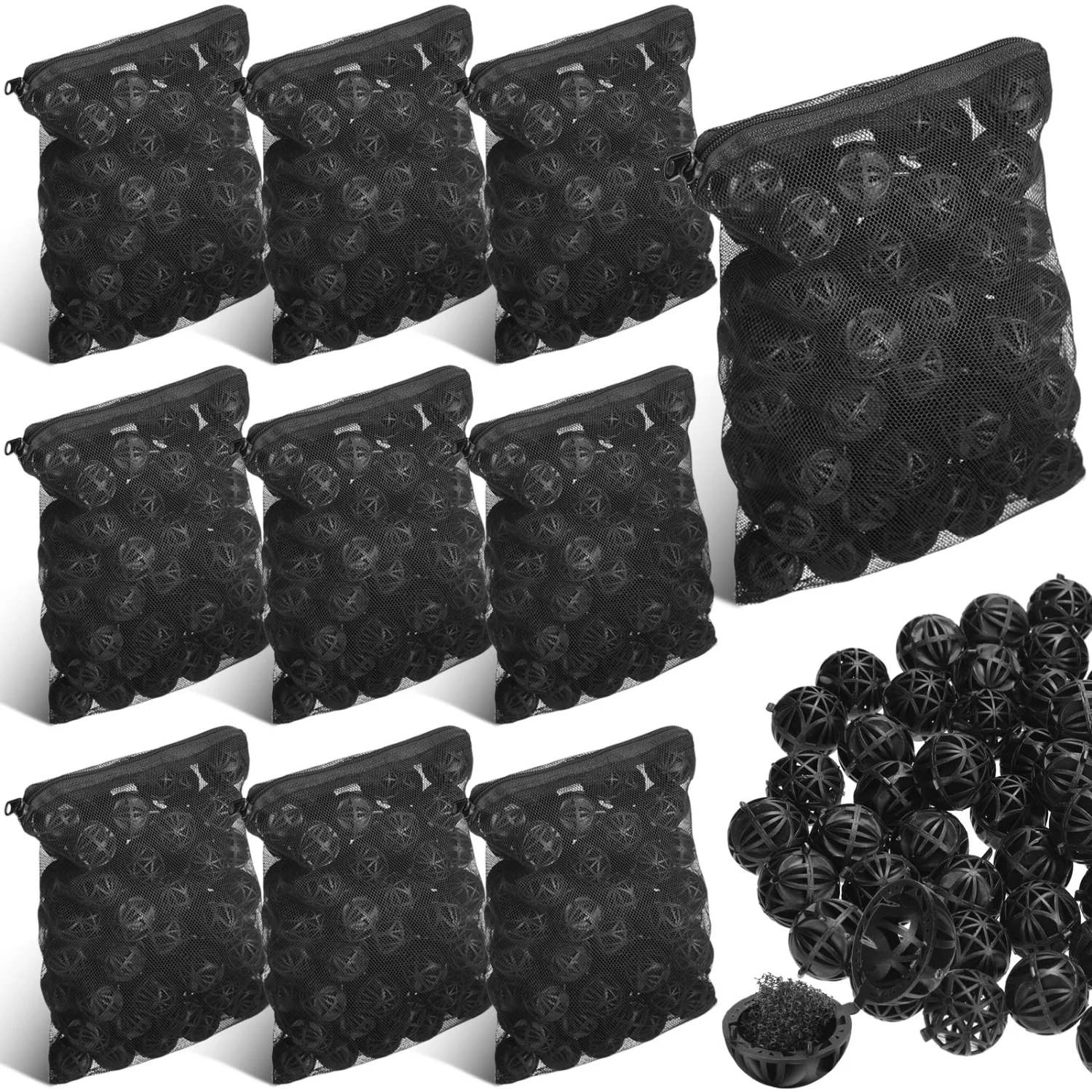 CHENGU Aquarium bio filter balls, Black, 1,000 pcs