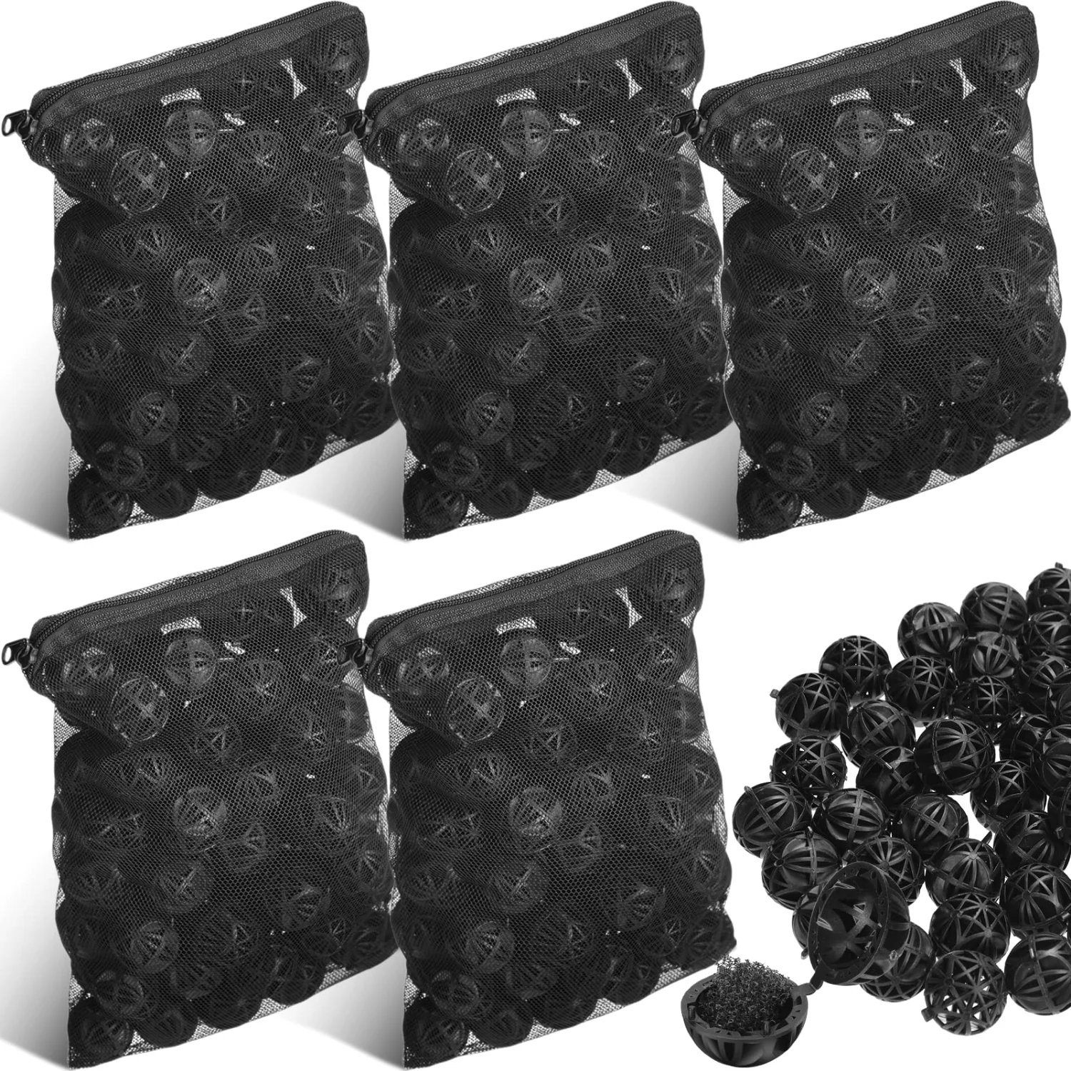 CHENGU Aquarium bio filter balls, Black, 1.02 Inch, 500 pcs