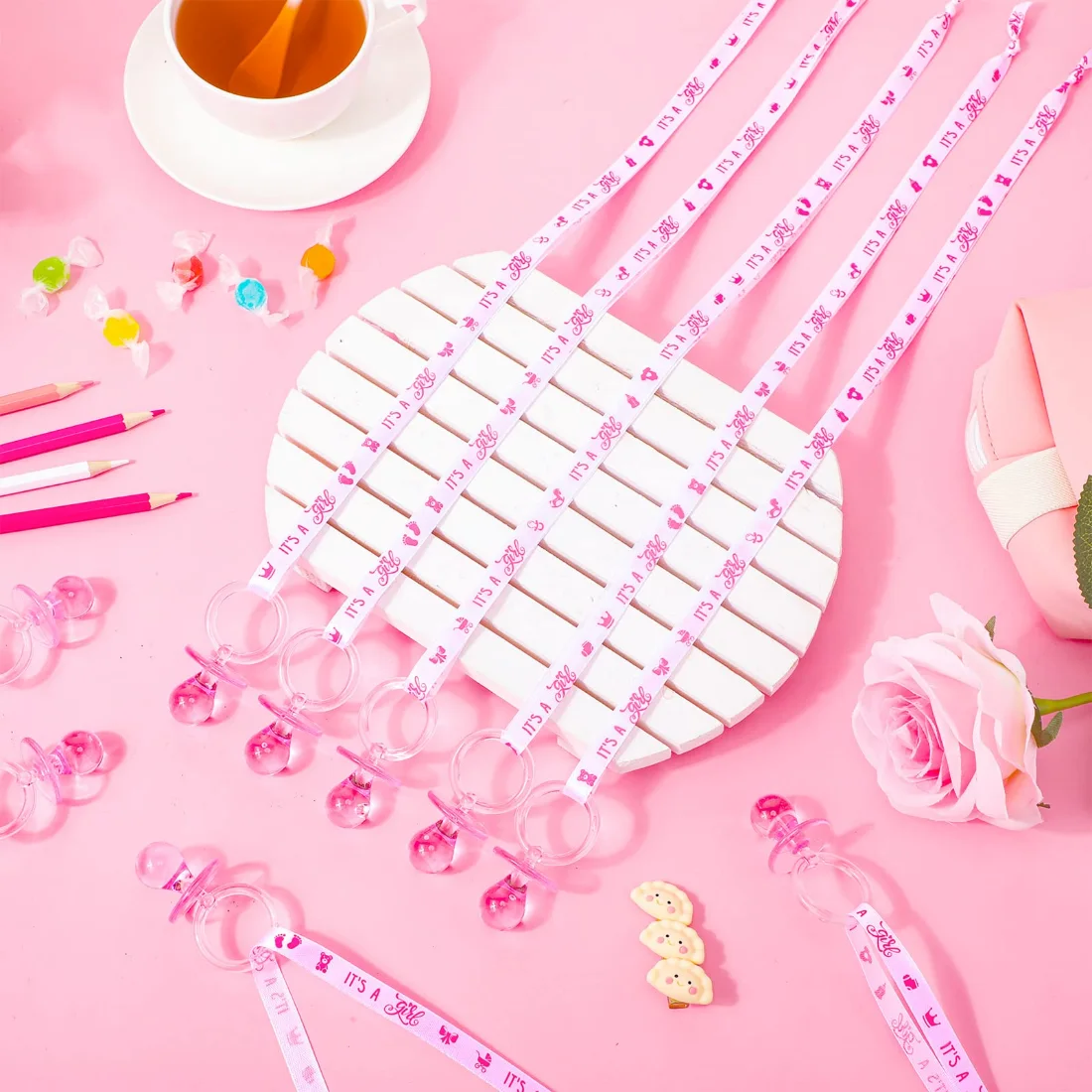 CHENGU Guest favors and keepsakes, 100 pcs, Pink and White, view 2