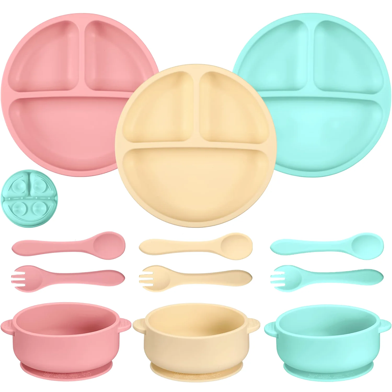 CHENGU Kids mealtime, Light Colors, 12 pcs
