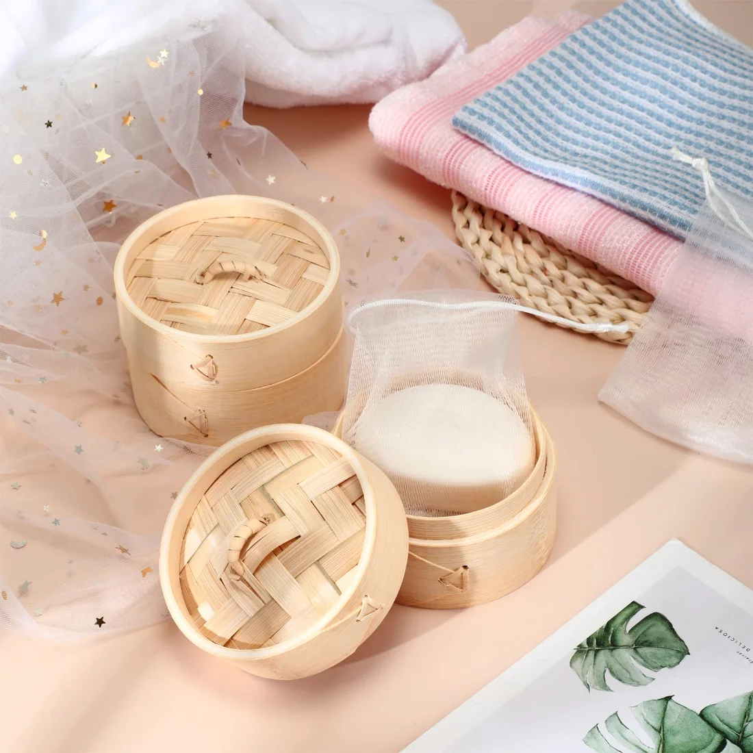 CHENGU Bamboo soap bar holder with lid, 5.1 Inch, view 2