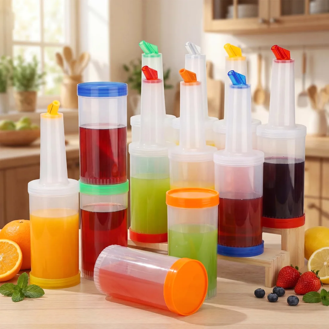 CHENGU Bar juice pour bottles, 34 oz, Clear, 12 pcs, view 2