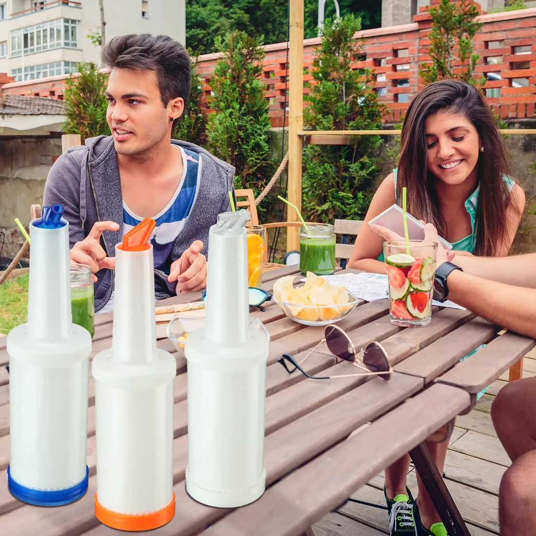 CHENGU Bar juice pour bottles, 34 oz, 6 different colors, 24 pcs, view 5