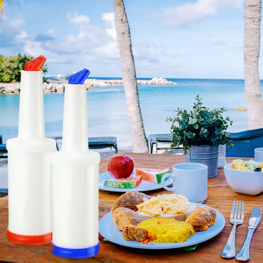CHENGU Bar juice pour bottles, 34 oz, White, Orange, Red, Yellow, Blue, Green, 18 pcs, view 3