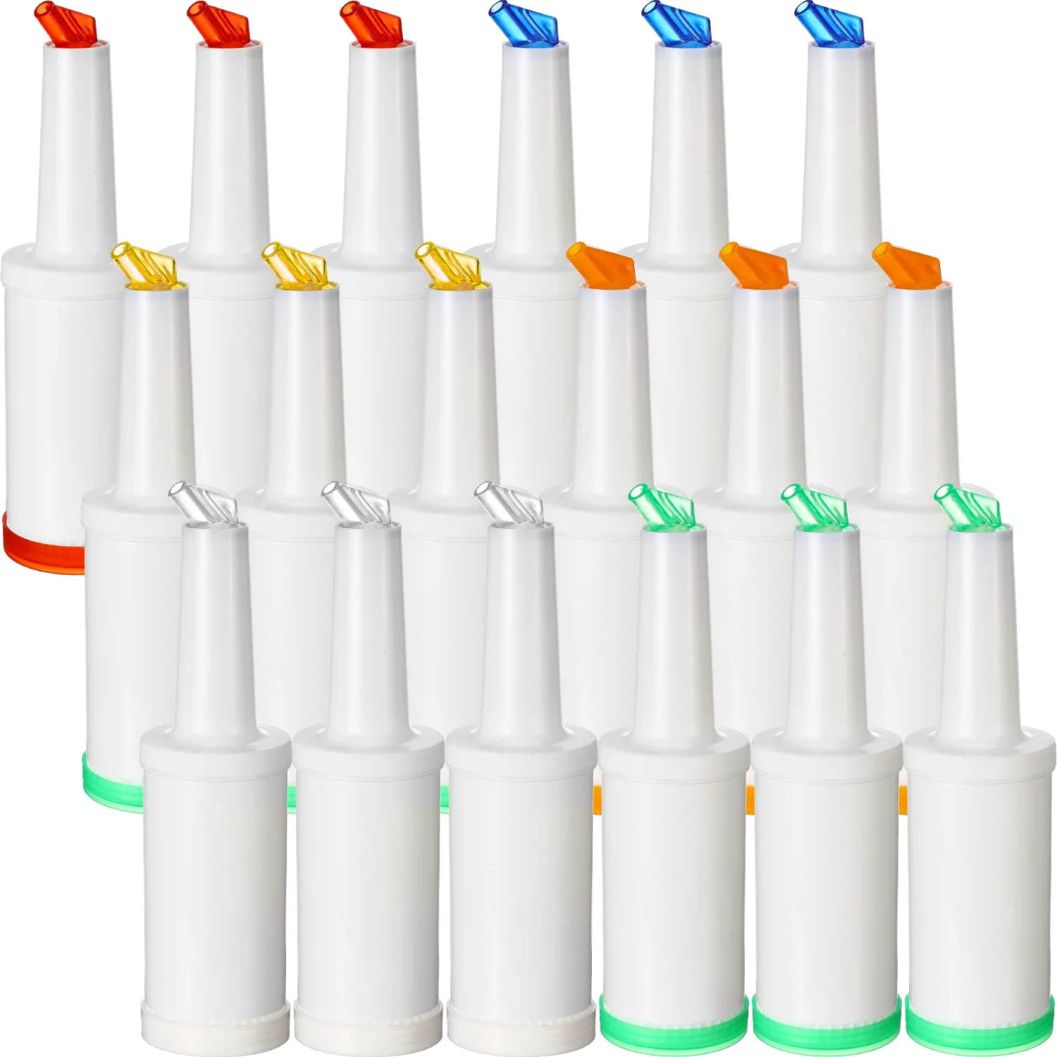 CHENGU Bar juice pour bottles, 34 oz, White, Orange, Red, Yellow, Blue, Green, 18 pcs