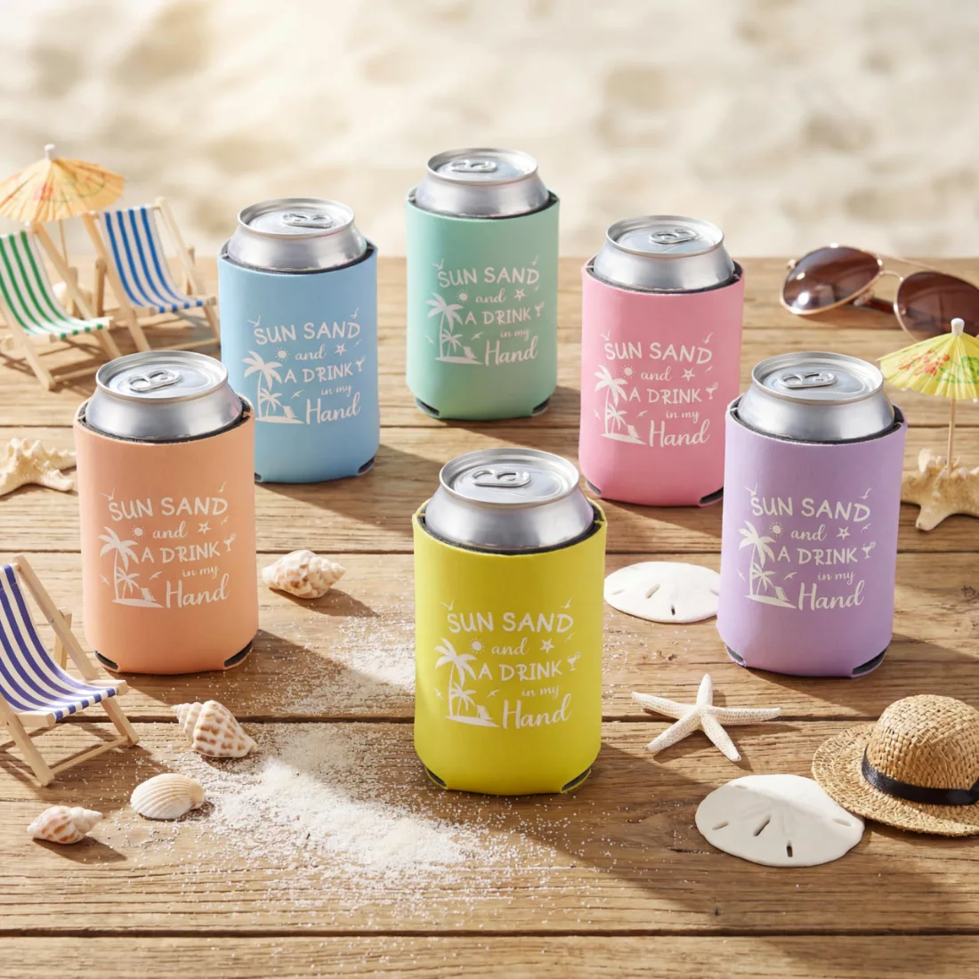 CHENGU Can coolers, 6 pcs, Pastel, Sun Sand, view 5