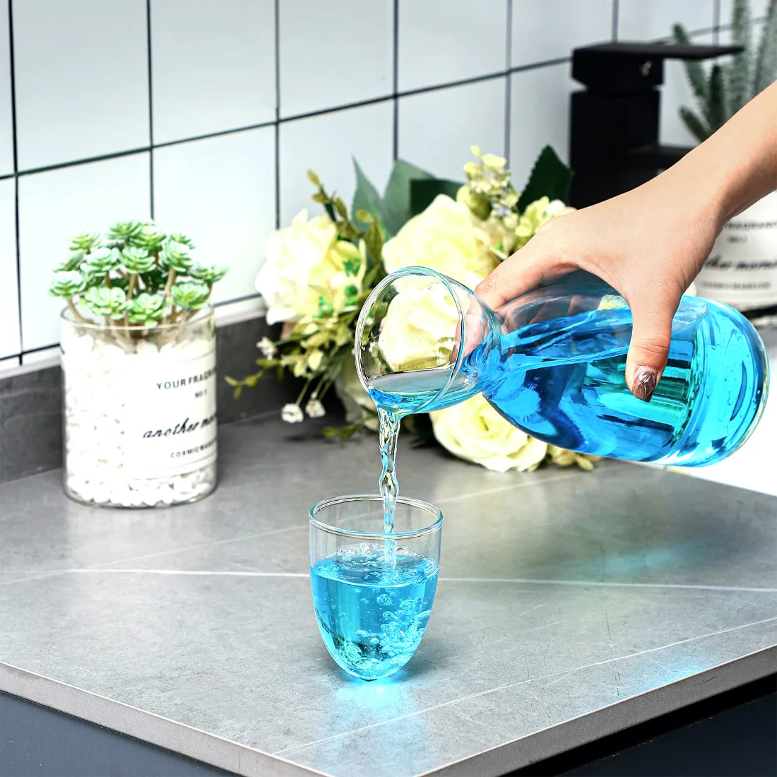 CHENGU Bedside water carafe with tumbler, view 3