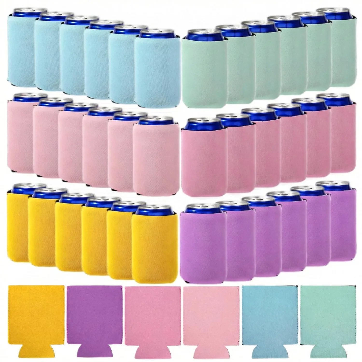 CHENGU Blank neoprene can cooler sleeves, Pastel Color, 60 pcs