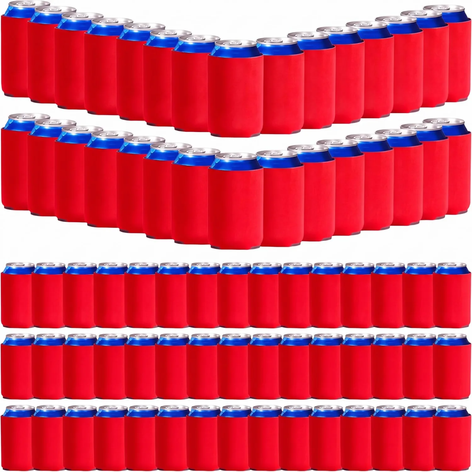 CHENGU Blank neoprene can cooler sleeves, Red, 80 pcs