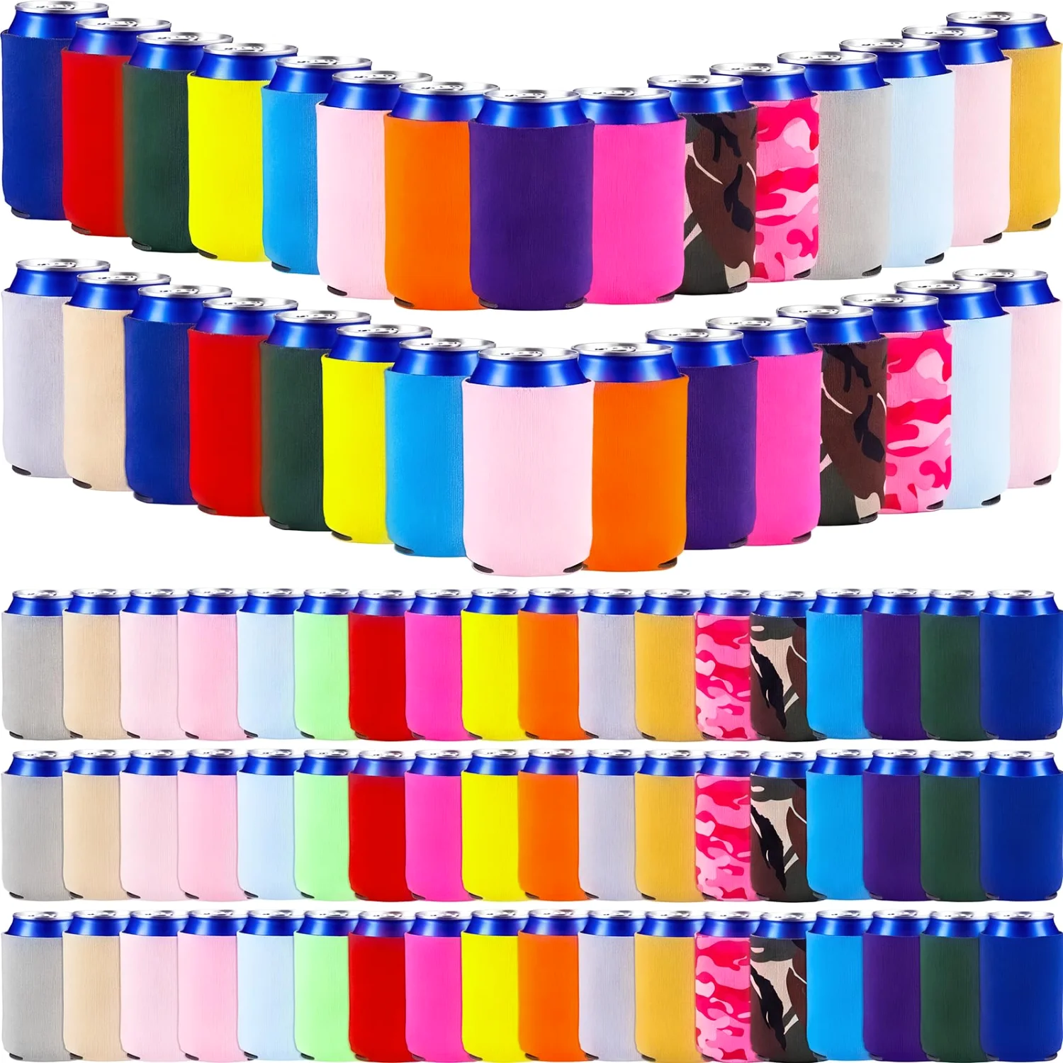 CHENGU Blank neoprene can cooler sleeves, Simple, Assorted Colors, 100 pcs