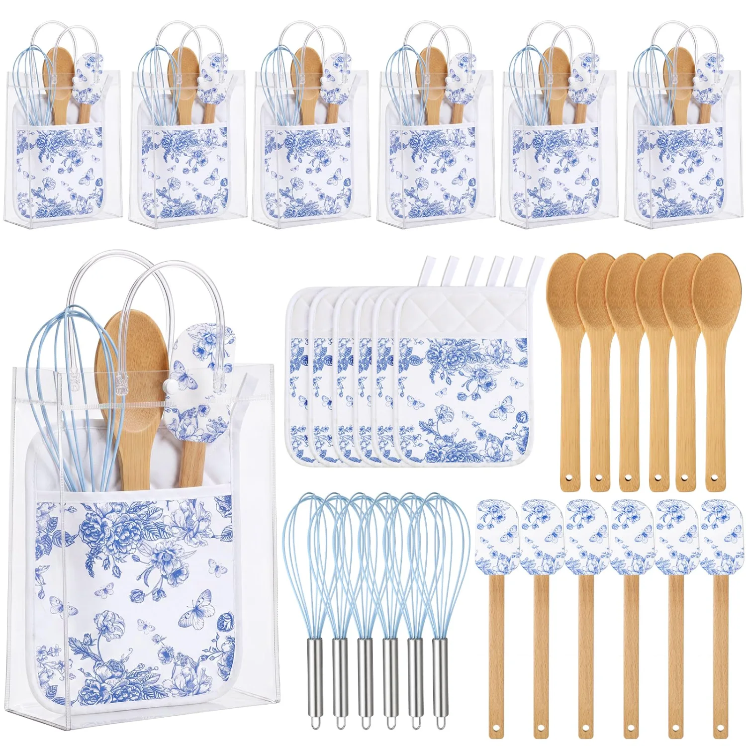CHENGU Gift sets, 6 sets, Blue Floral, Blue