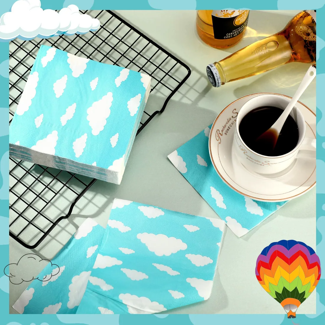 CHENGU Blue sky clouds paper napkins, view 2