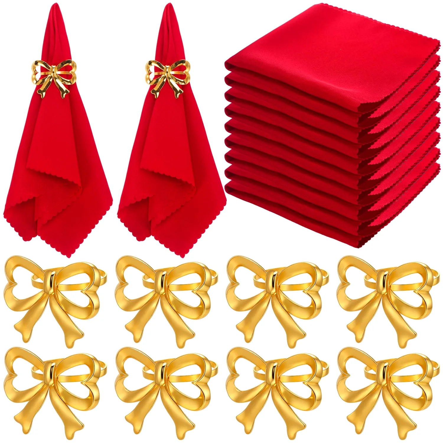 CHENGU Bow napkin rings and cloth napkins