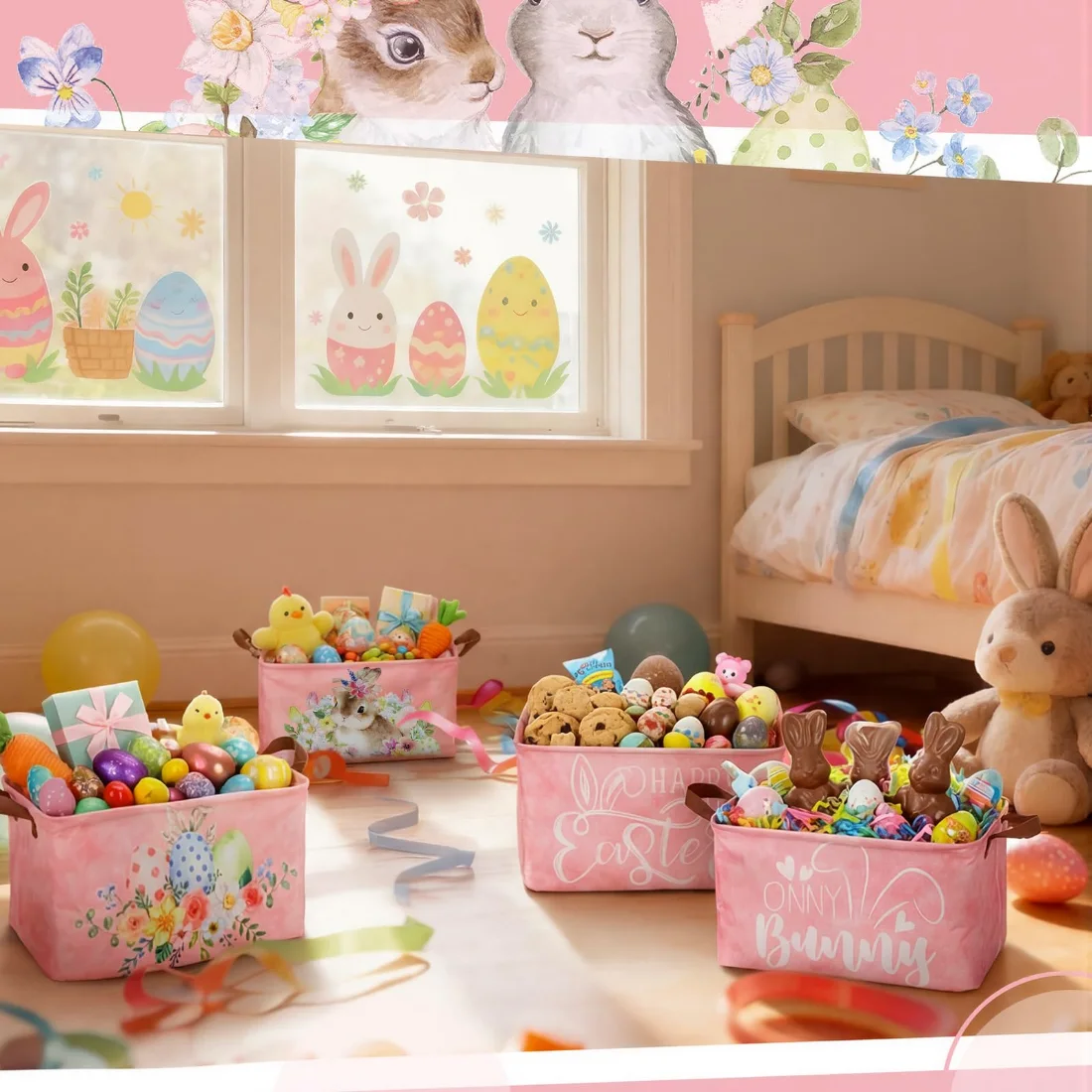CHENGU Collapsible holiday storage bins, Cute Rabbit, 6 pcs, view 3