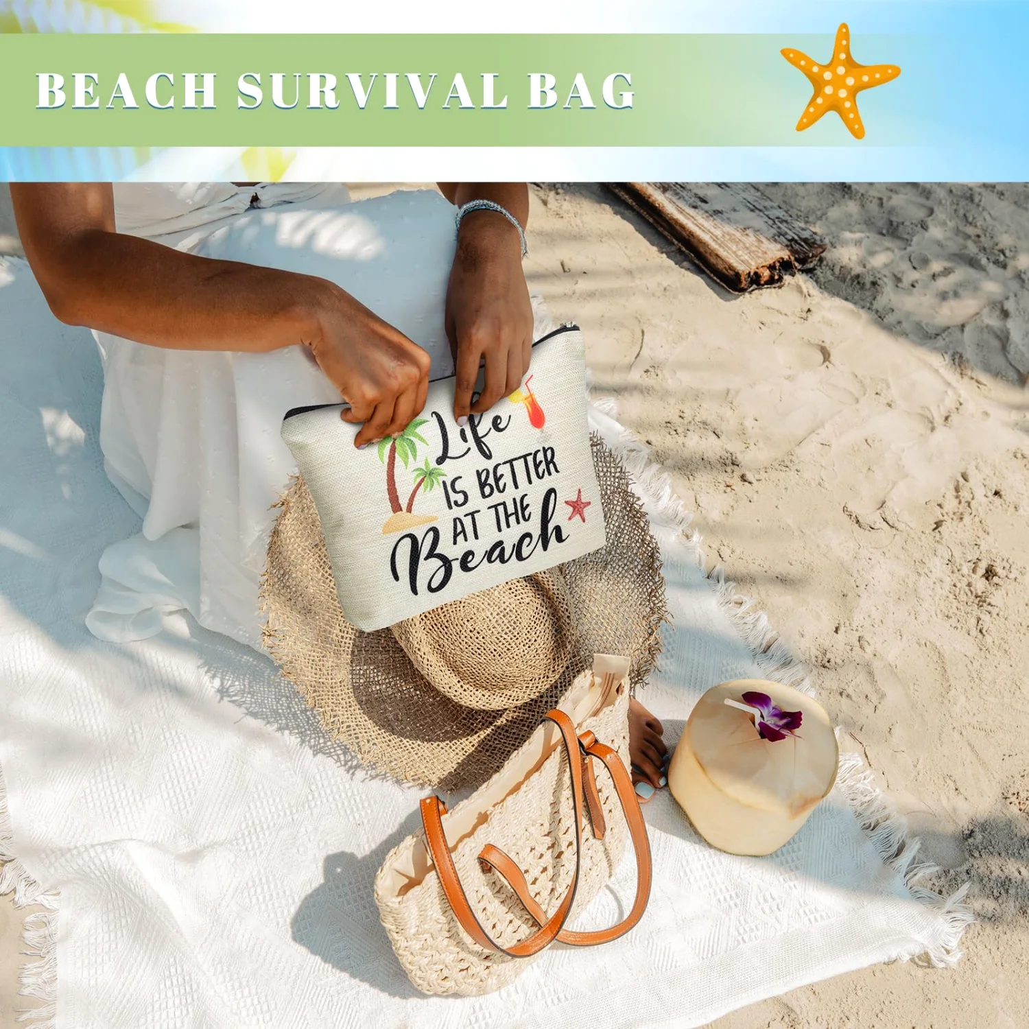 CHENGU Canvas makeup bags, Beach