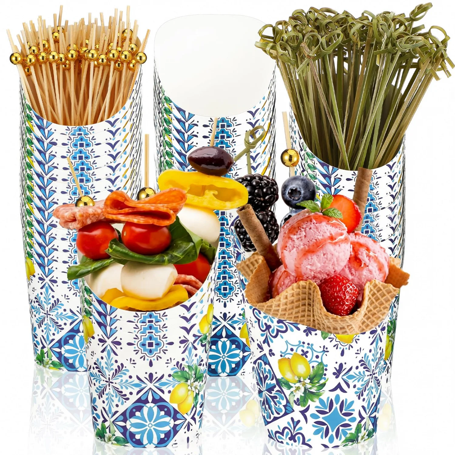CHENGU Charcuterie cups with picks, Capri Lemon