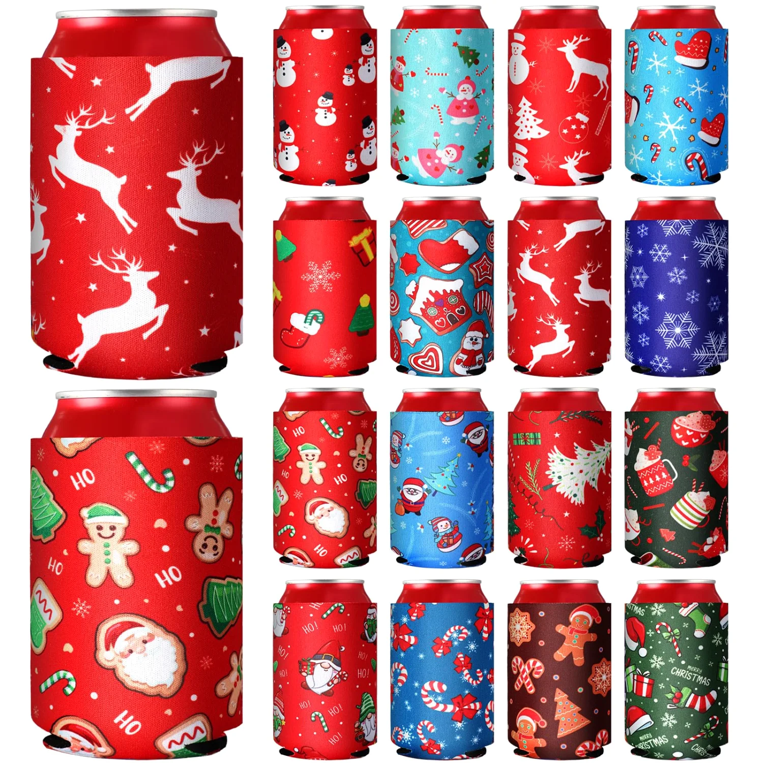 CHENGU Can coolers, 16 pcs, 12 oz, Christmas