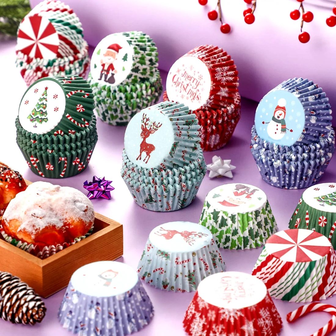 CHENGU Christmas cupcake liners, Candy Styles, view 5