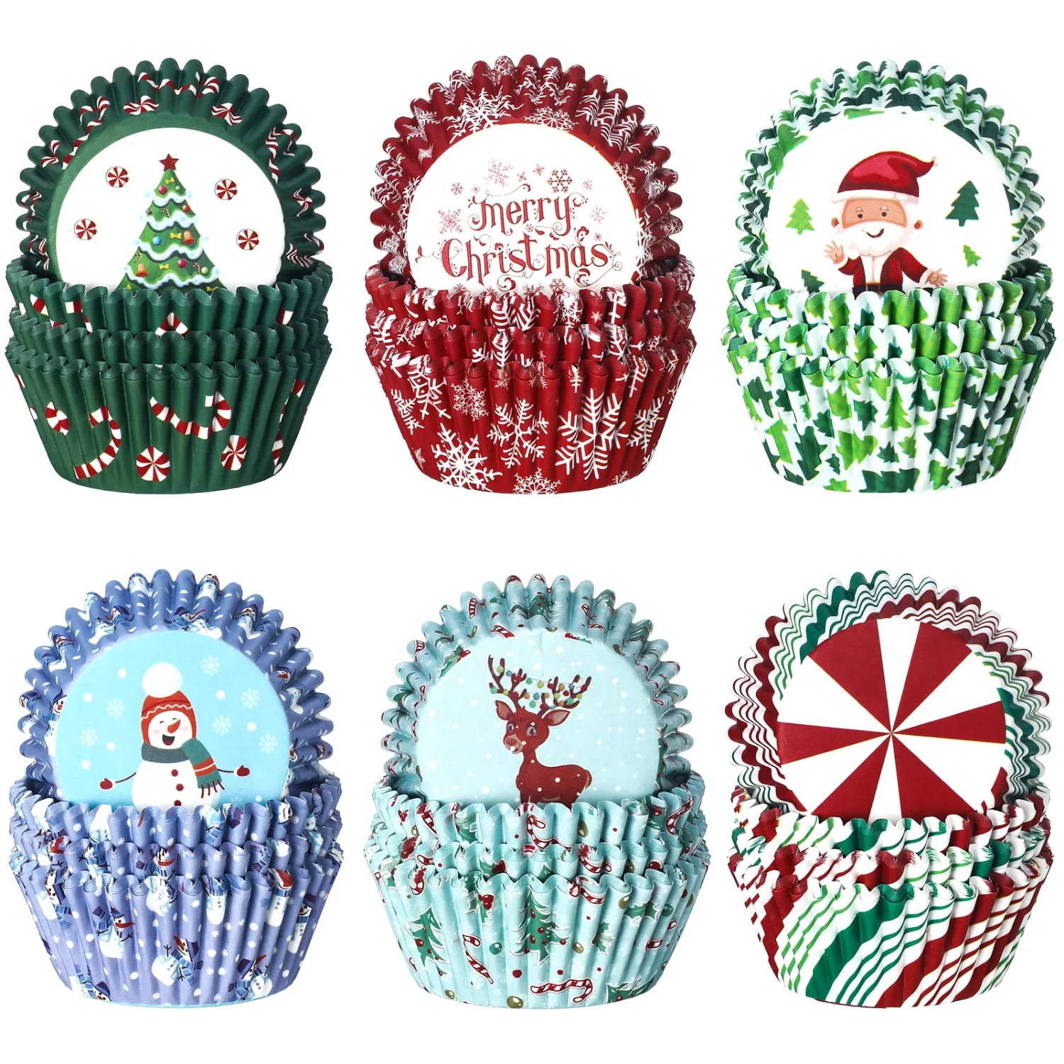 CHENGU Christmas cupcake liners, Candy Styles