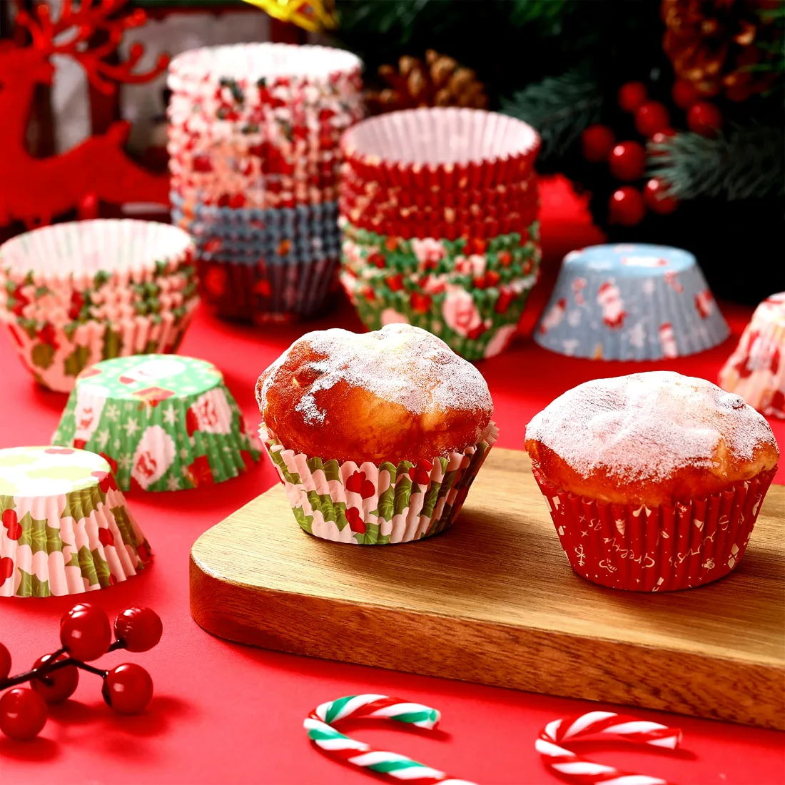 CHENGU Christmas cupcake liners, Classic Styles, view 2