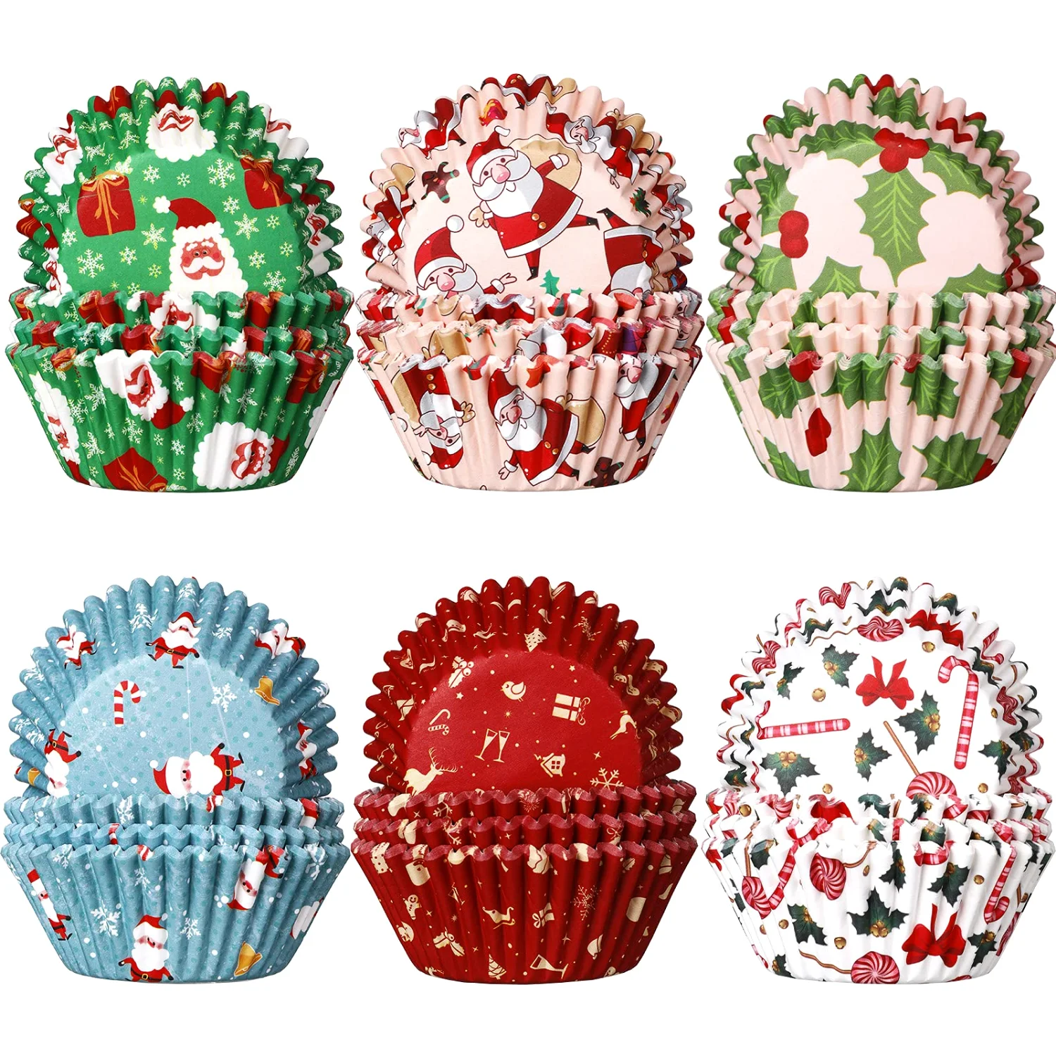 CHENGU Christmas cupcake liners, Classic Styles