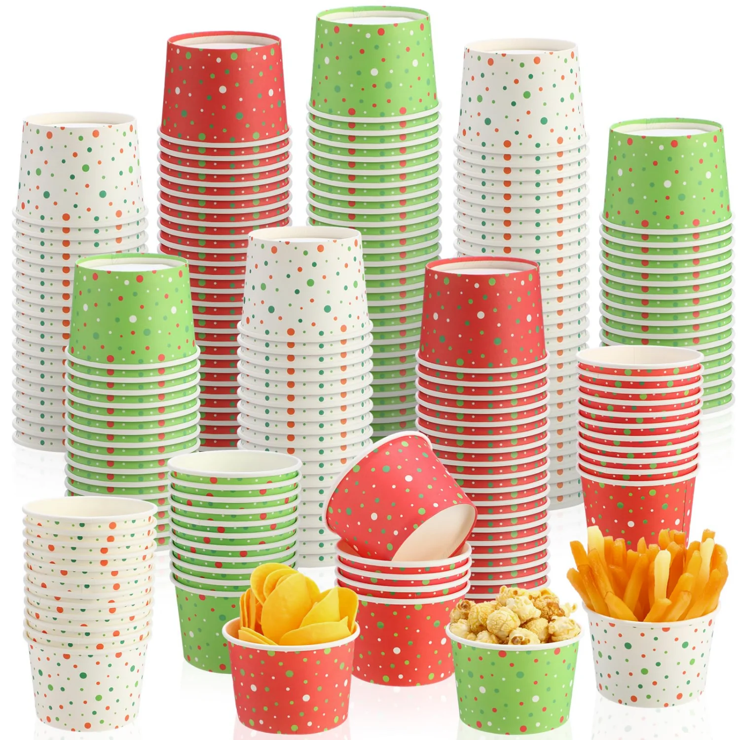 CHENGU Party cups, 60 to 120 pcs, Red, green, white, 9 oz, 60 pcs