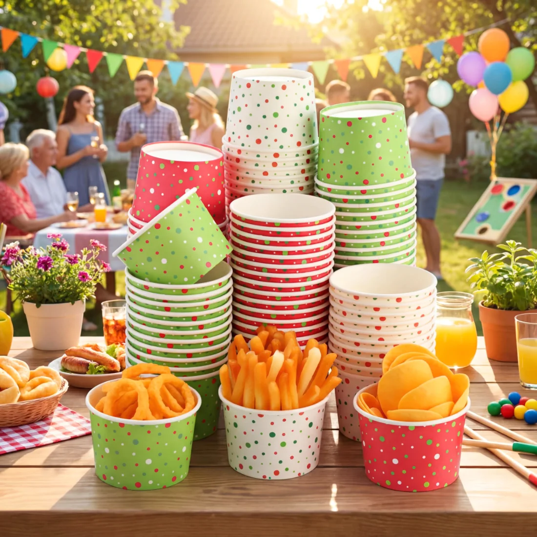 CHENGU Party cups, 60 to 120 pcs, Polka dots, Colorful, 9 oz, 120 pcs, view 2