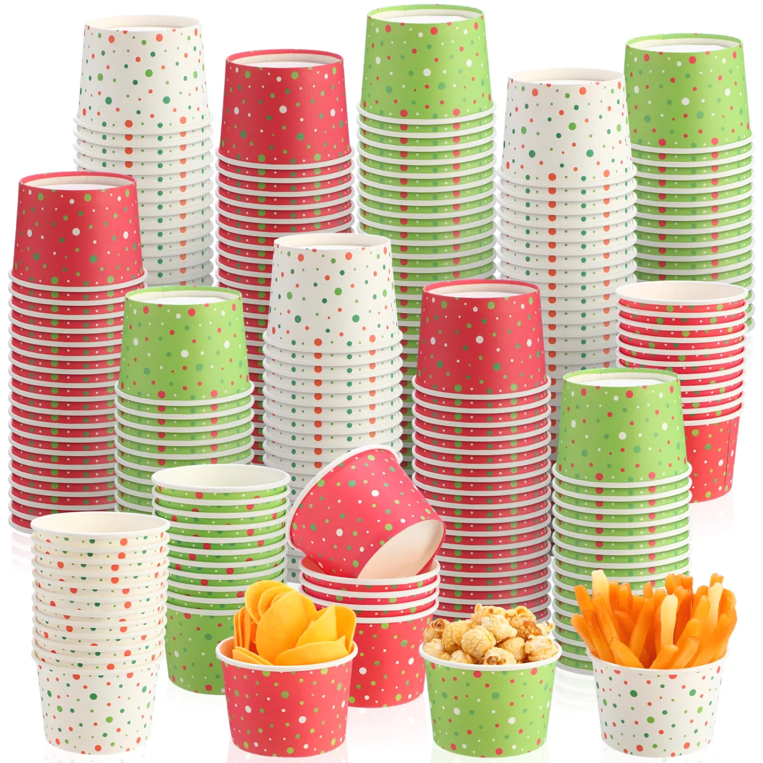 CHENGU Party cups, 60 to 120 pcs, Polka dots, Colorful, 9 oz, 120 pcs