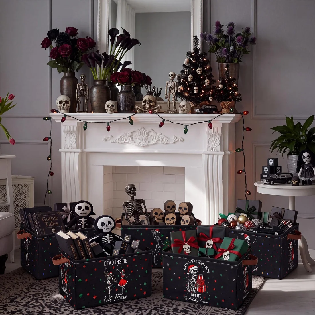 CHENGU Collapsible holiday storage bins, Christmas Skull, 6 pcs, view 5