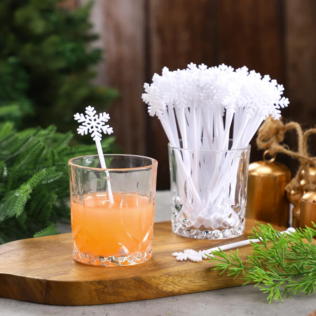CHENGU Christmas drink stirrers, White Snowflake, view 2