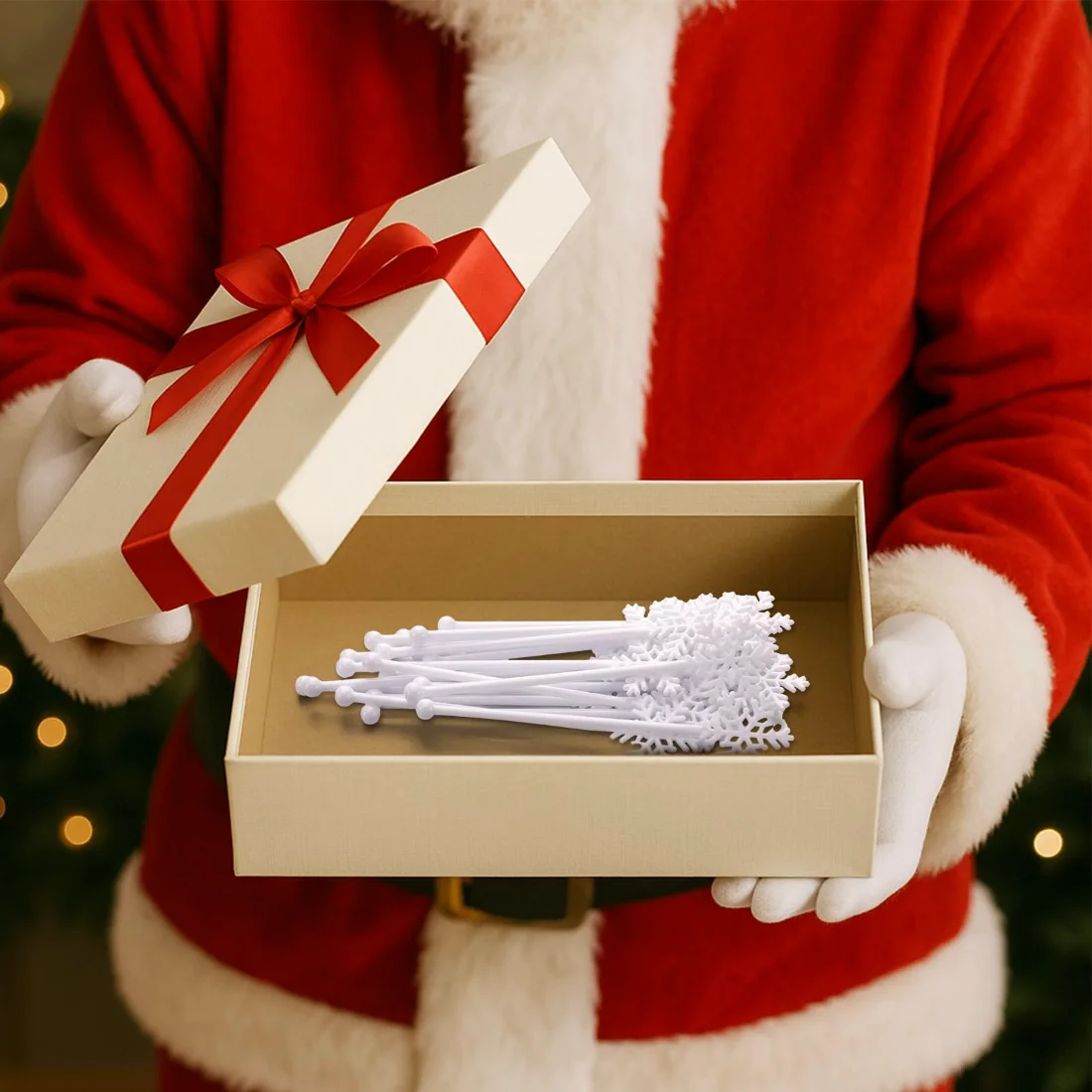 CHENGU Christmas drink stirrers, White Snowflake, view 5