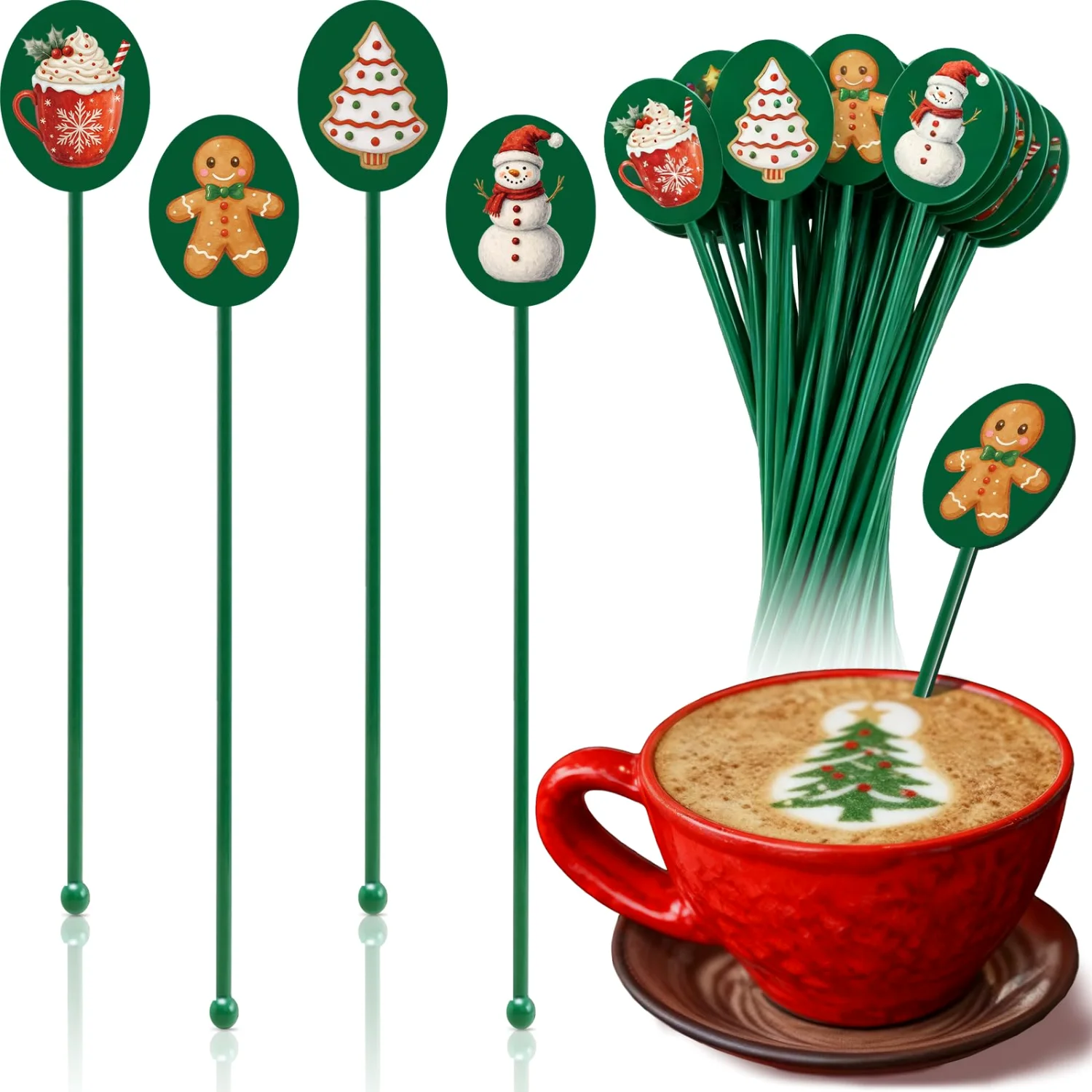 CHENGU Seasonal coffee stirrers, Christmas, 60 pcs