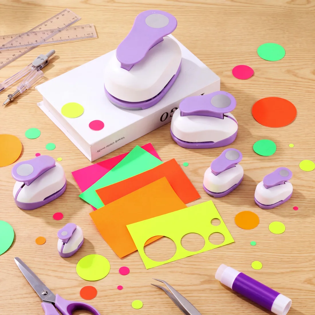CHENGU Hole punches, Purple, Circle, view 2