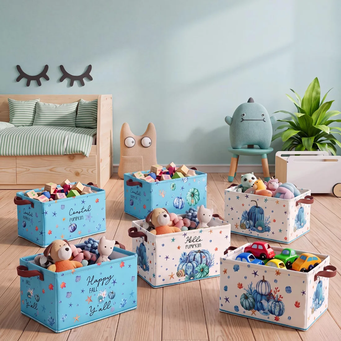CHENGU Collapsible holiday storage bins, Coastal Fall, 6 pcs, view 5
