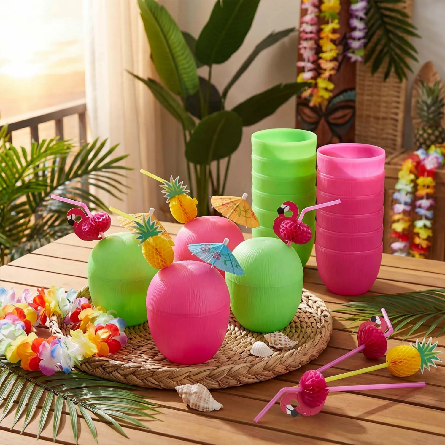 CHENGU Party cups, 48 pcs, Pink,Green